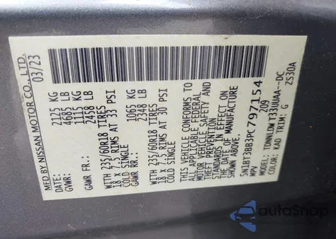 2023 Nissan Rogue Sv Intelligent Awd z USA, uszkodzony, nr VIN 5N1BT3BB3PC797154